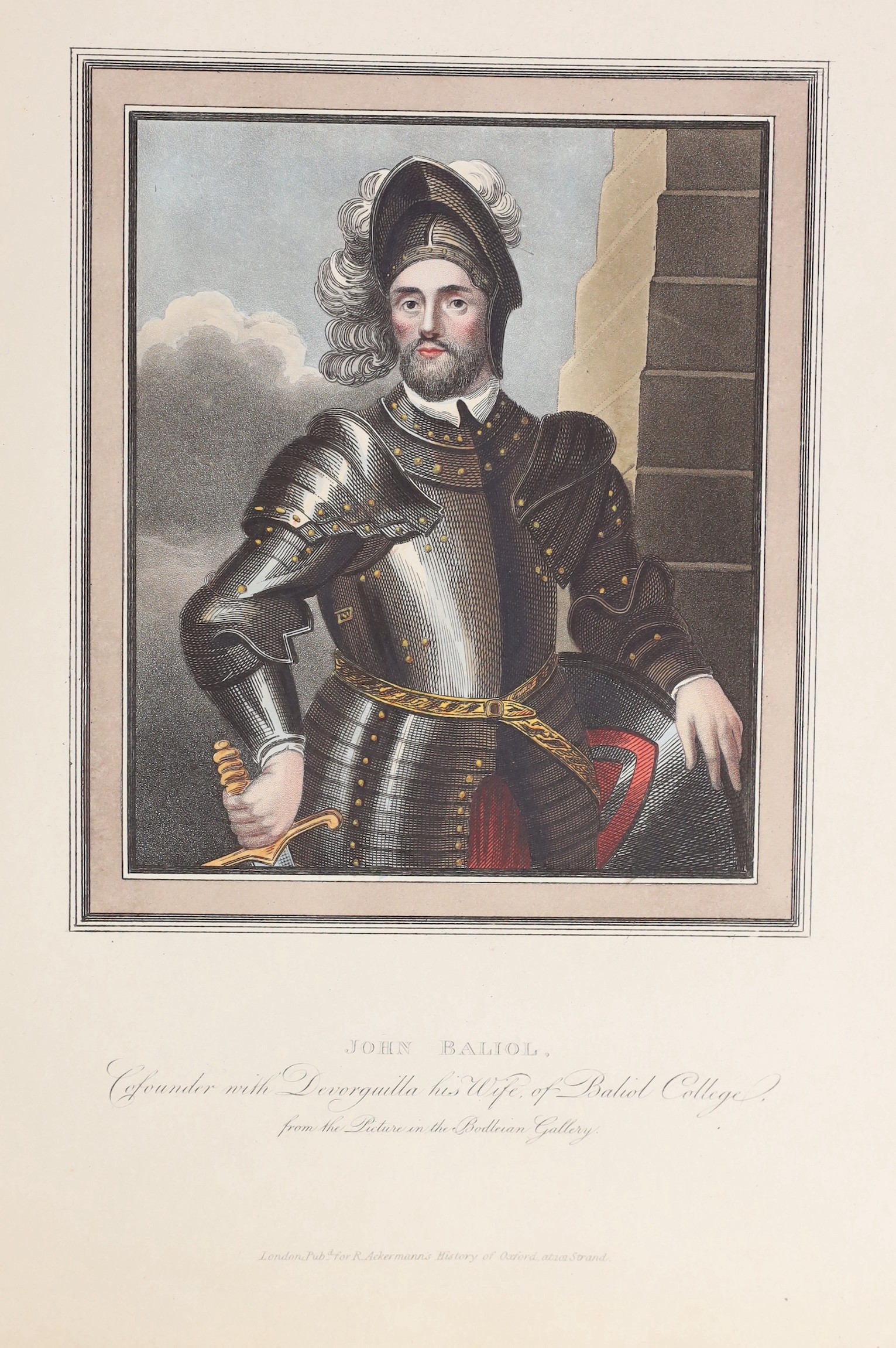 Ackermann, Rudolph - London - Oxford. ‘’A History of the University of Oxford…’’, 2 vols, 4to, 20th century half brown morocco, with marbled boards, with engraved portrait and 115 hand-coloured plates, (including 33 foun